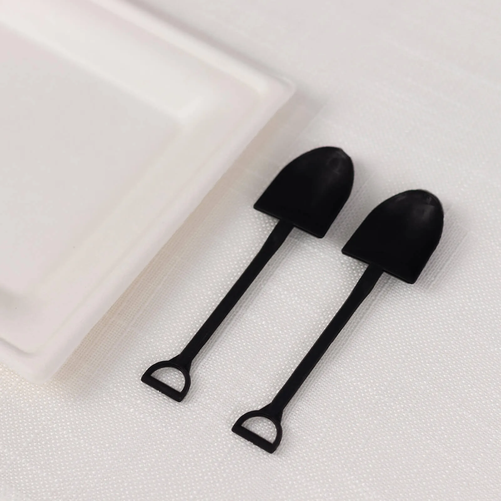 100 Pack Black Mini Shovel Plastic Dessert Spoons, Disposable Ice Cream Spoons - 4.5"