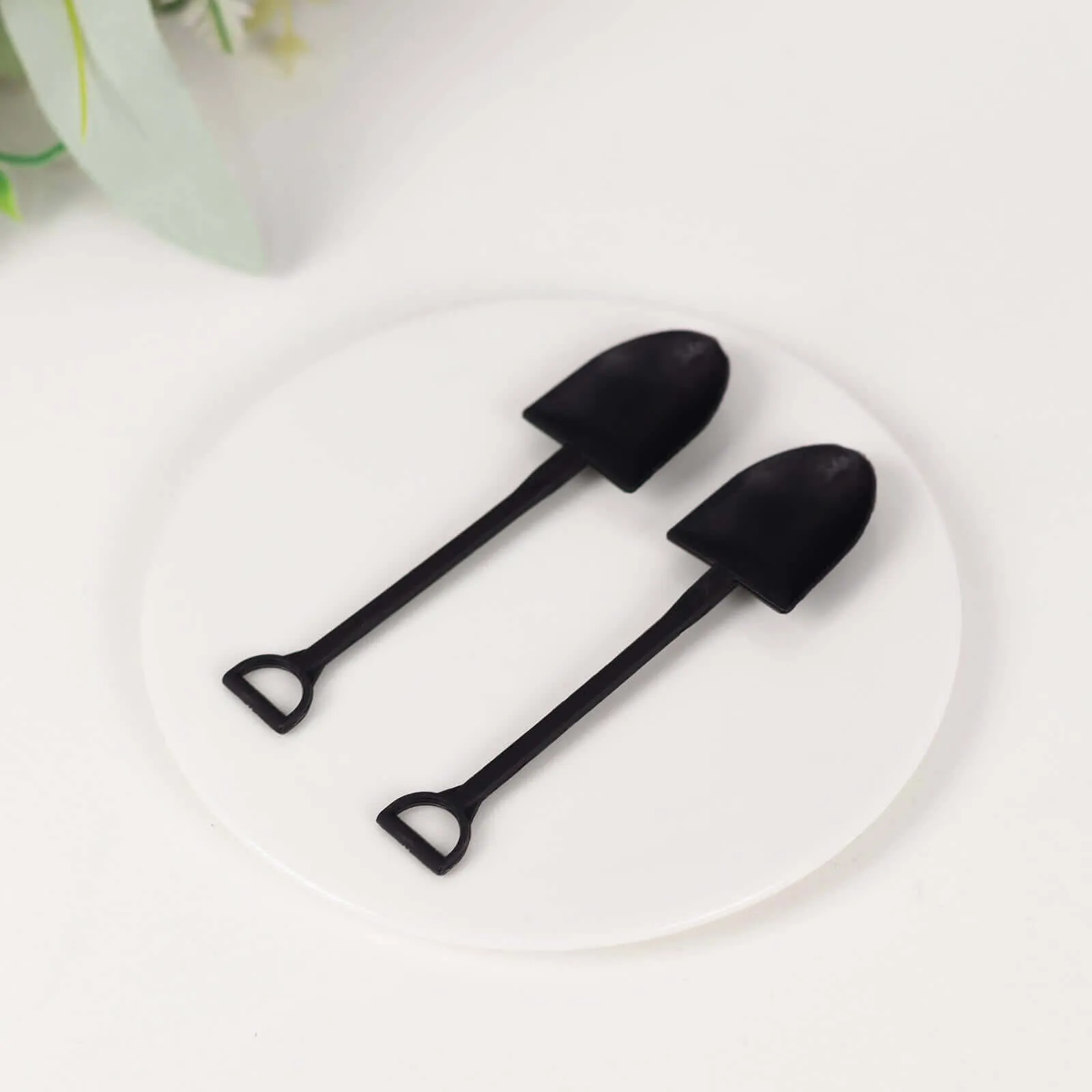 100 Pack Black Mini Shovel Plastic Dessert Spoons, Disposable Ice Cream Spoons - 4.5"