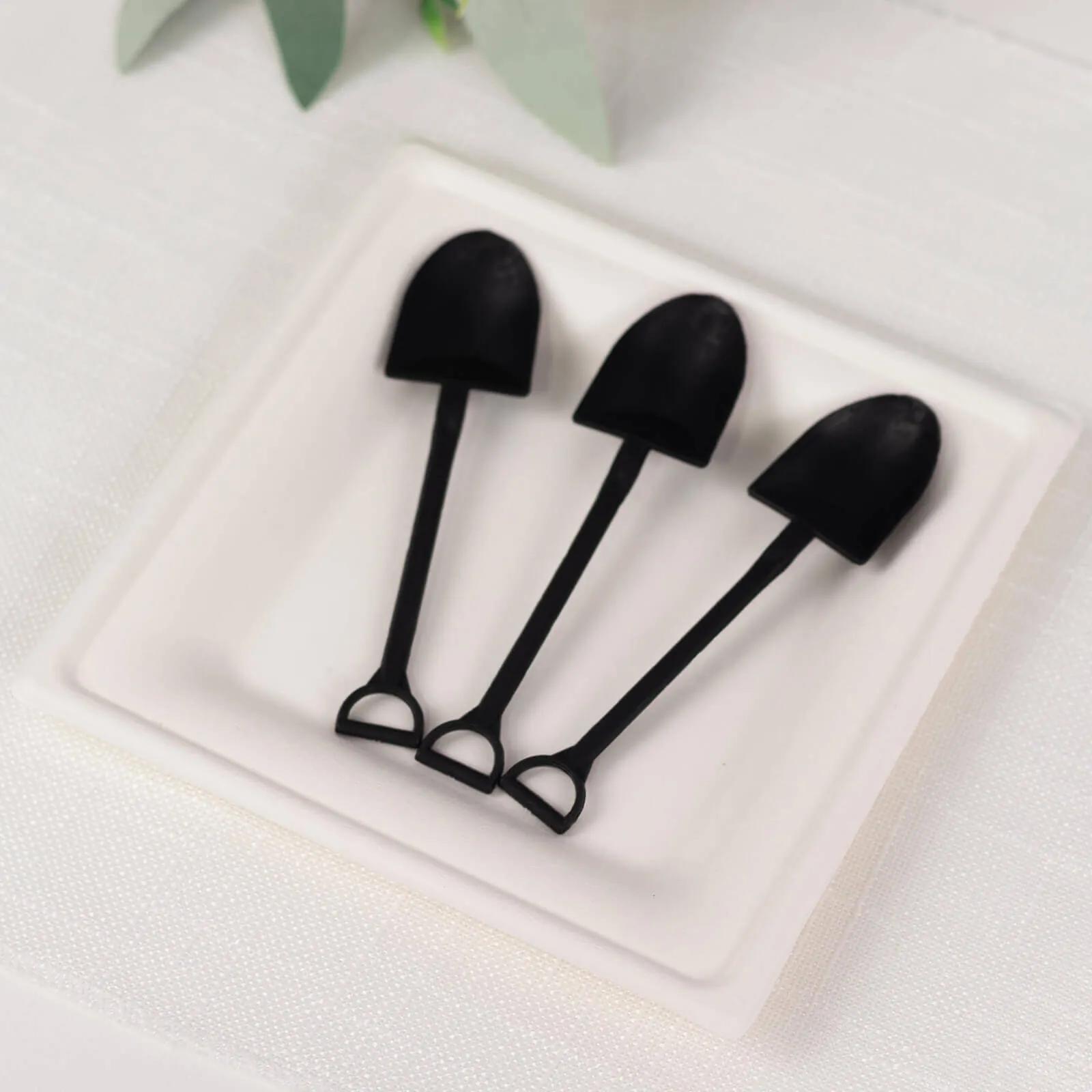 100 Pack Black Mini Shovel Plastic Dessert Spoons, Disposable Ice Cream Spoons - 4.5"