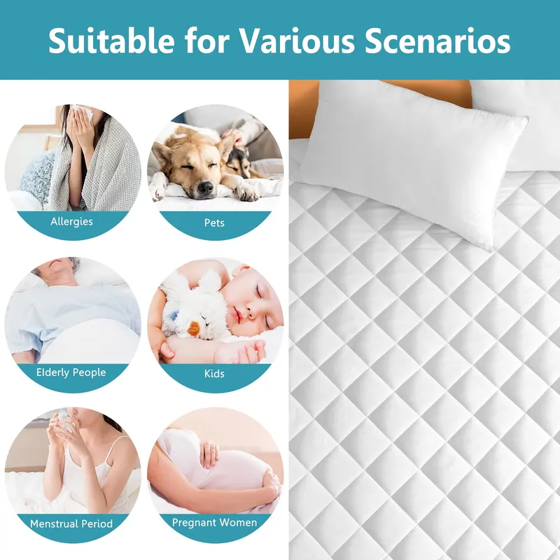 100% Waterproof Fitted Mattress Protector, Deep Pocket Fitted 8" - 21", Breathable & Noiseless