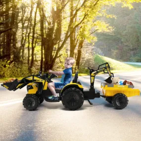 12V 3 in 1 Kids Ride On Excavator with Shovel Bucket and Music-Yellow