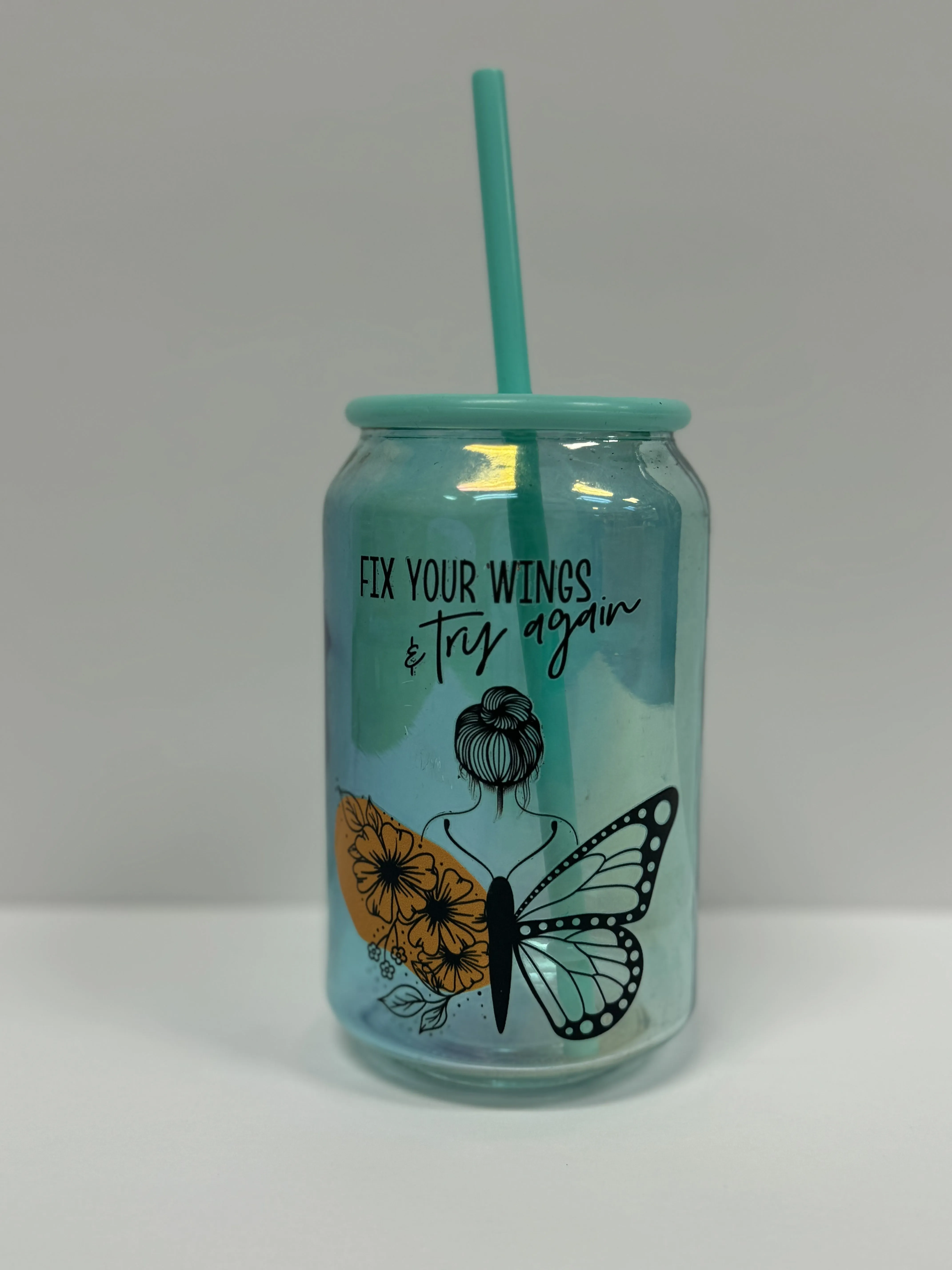 16oz Tumbler Libby Cup with UV Design Fix your wings and try again