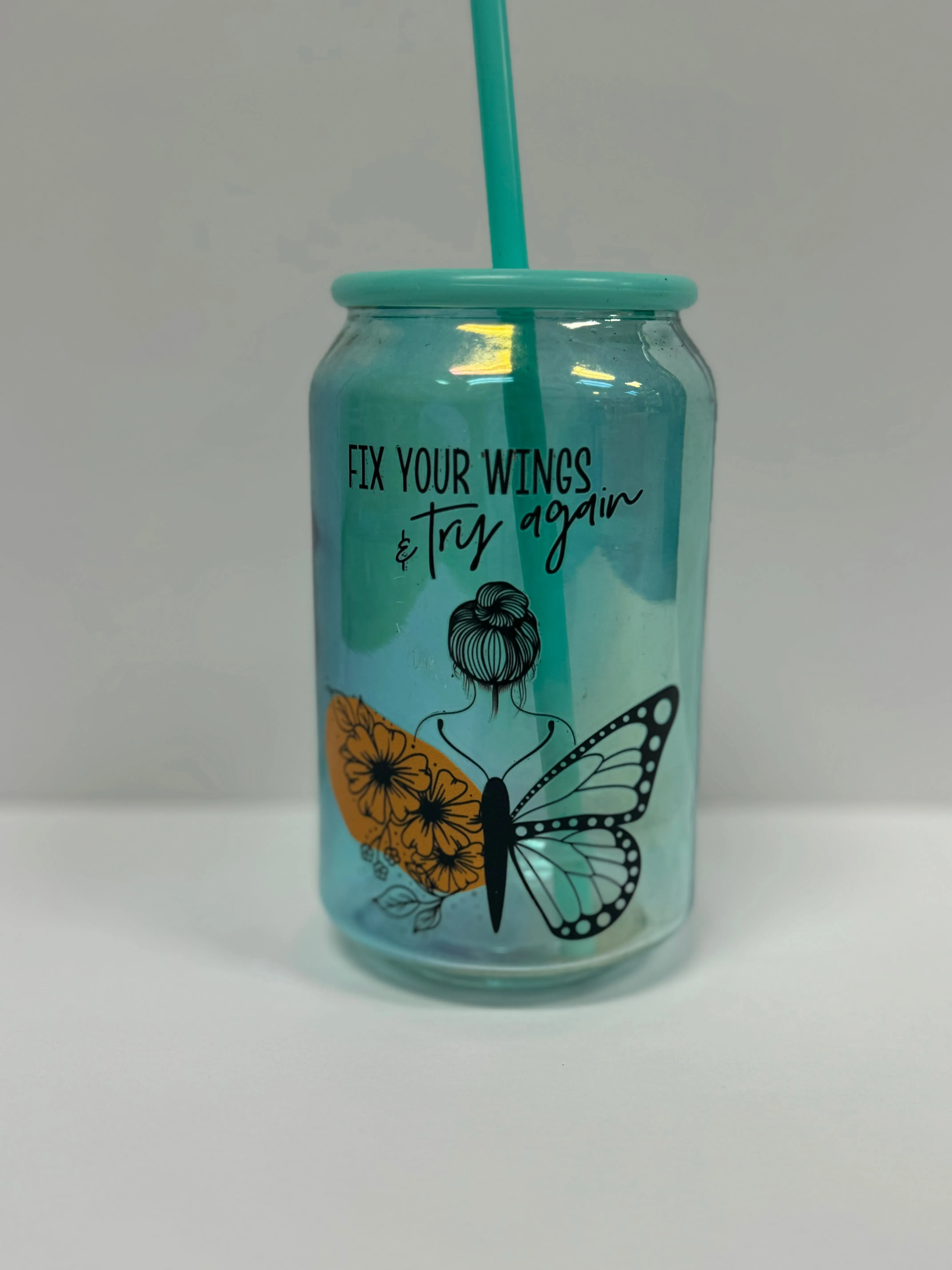 16oz Tumbler Libby Cup with UV Design Fix your wings and try again