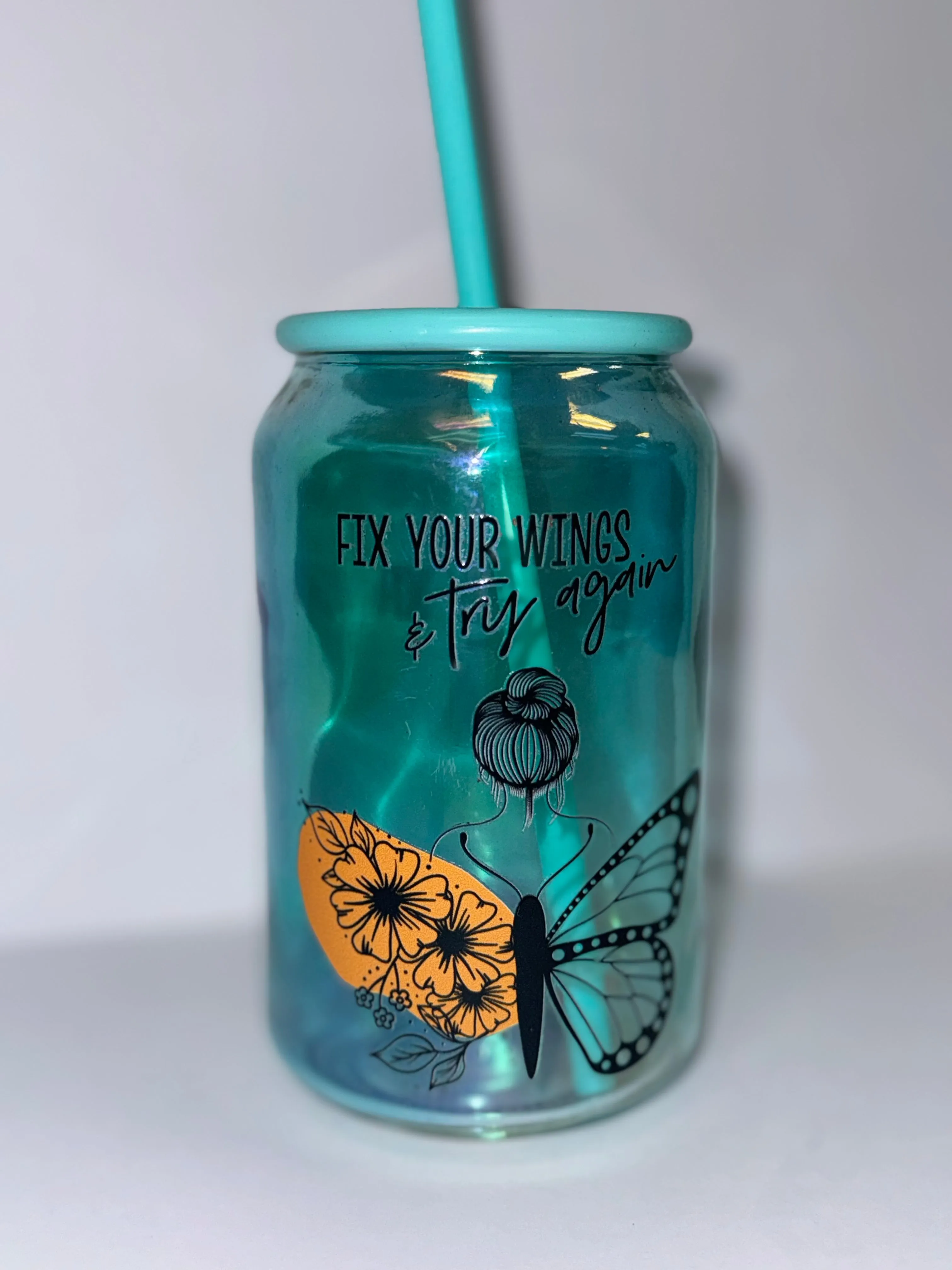 16oz Tumbler Libby Cup with UV Design Fix your wings and try again