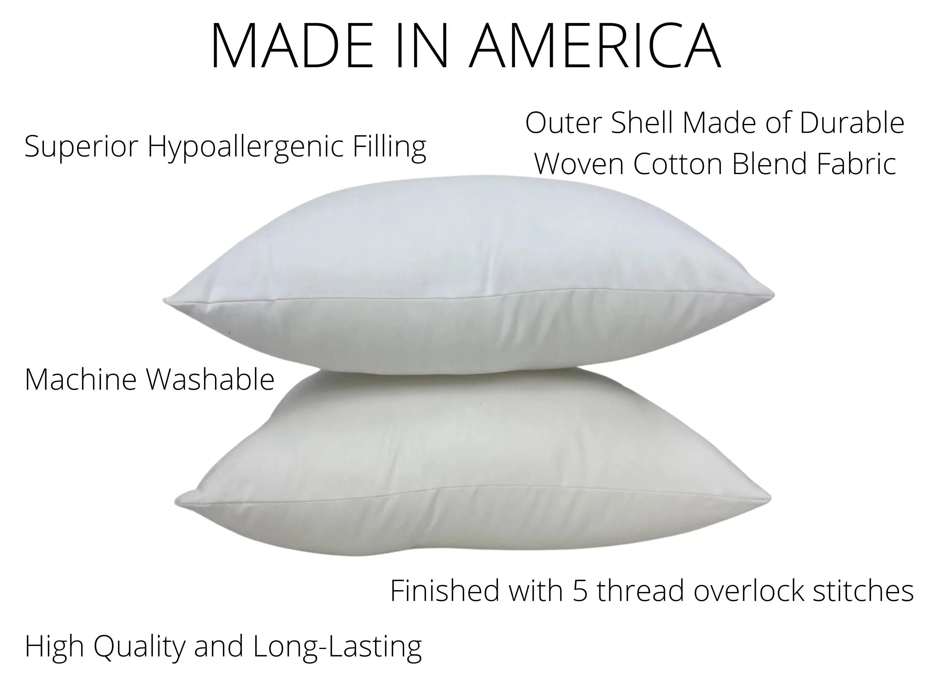 16x12 or 12x16 | Indoor Outdoor Down Alternative Hypoallergenic Polyester Pillow Insert | Quality Insert | Throw Pillow Insert | Pillow Form