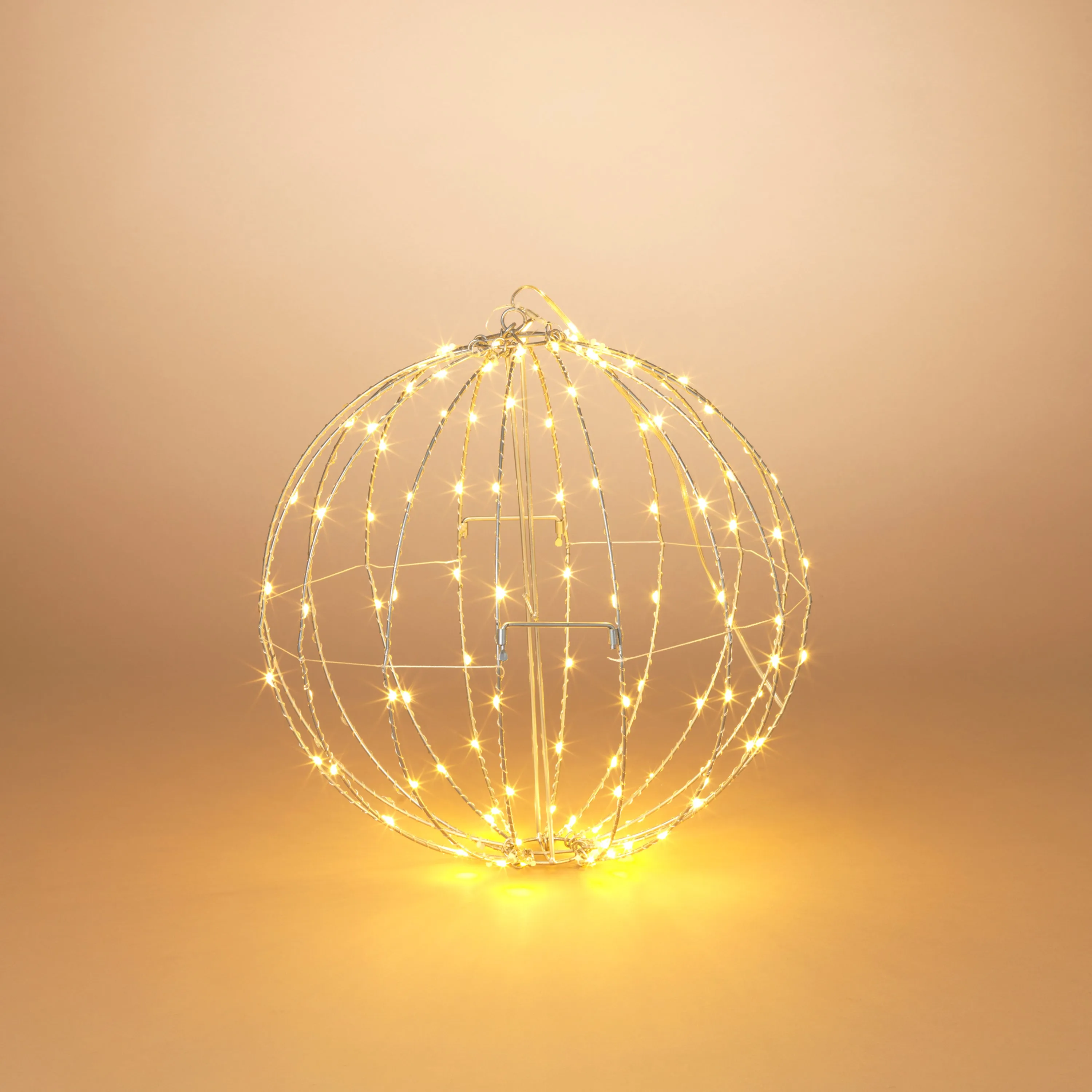 17 in Whimsical Lighted Metal Sphere, Warm White Micro LEDs