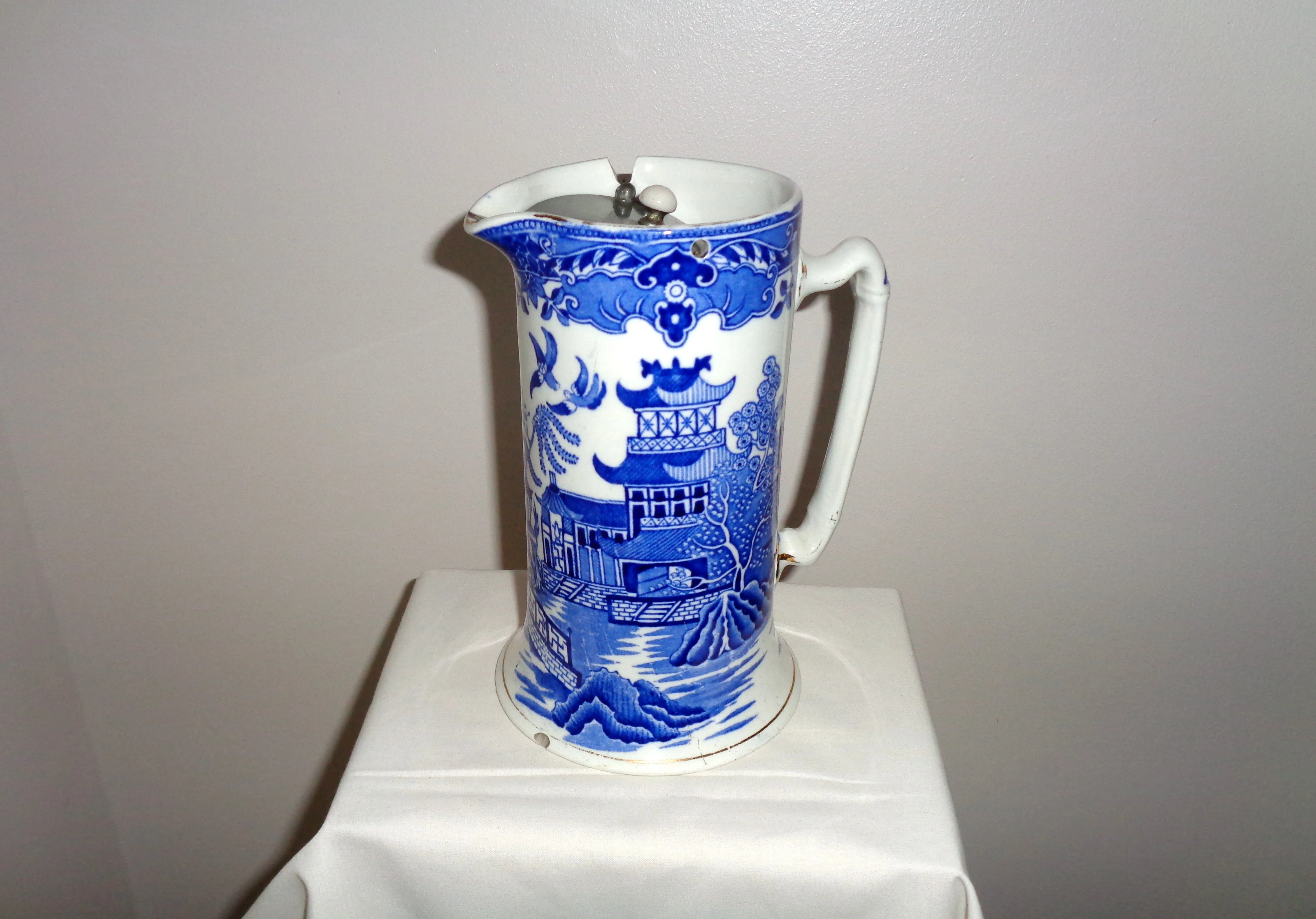 1930s Burgess & Leigh Burleighware Willow Hot Water Pitcher