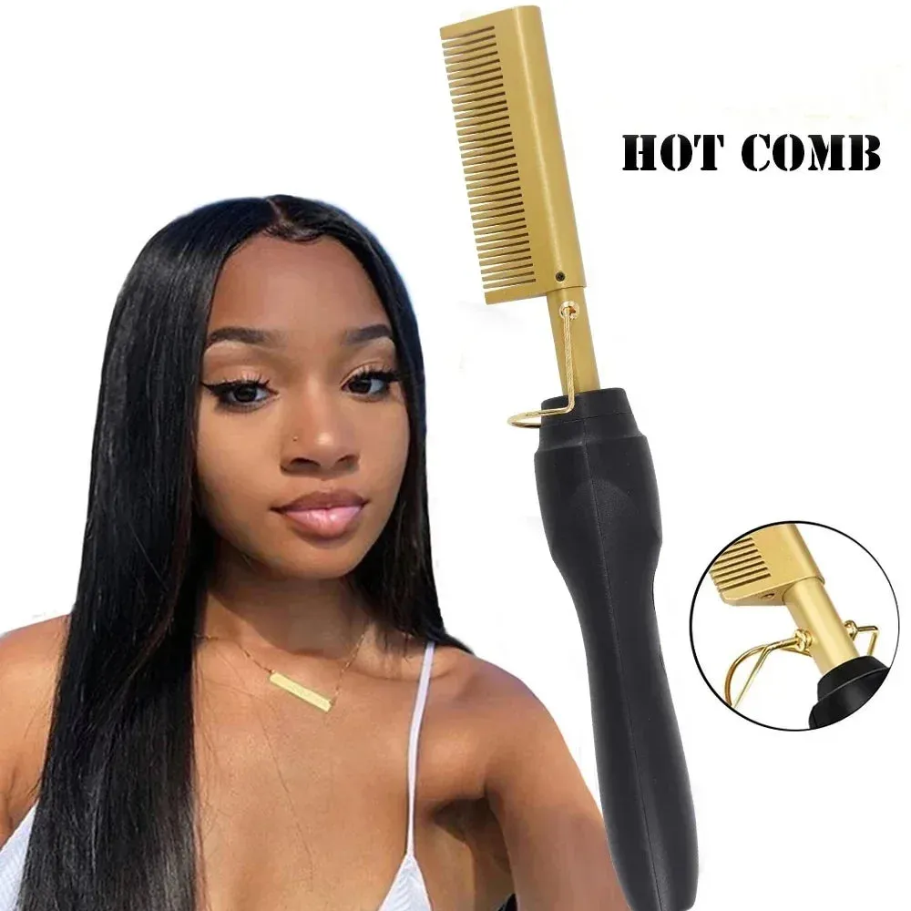 2 in 1 Electric Hot Heating Comb Hair Straightener Curler Wet Dry Hair Iron Straightening Brush Hair Styling Tool