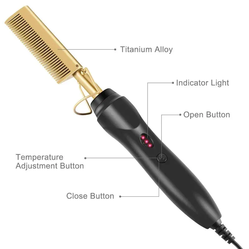 2 in 1 Electric Hot Heating Comb Hair Straightener Curler Wet Dry Hair Iron Straightening Brush Hair Styling Tool