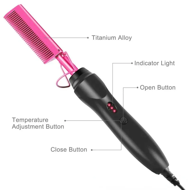 2 in 1 Electric Hot Heating Comb Hair Straightener Curler Wet Dry Hair Iron Straightening Brush Hair Styling Tool