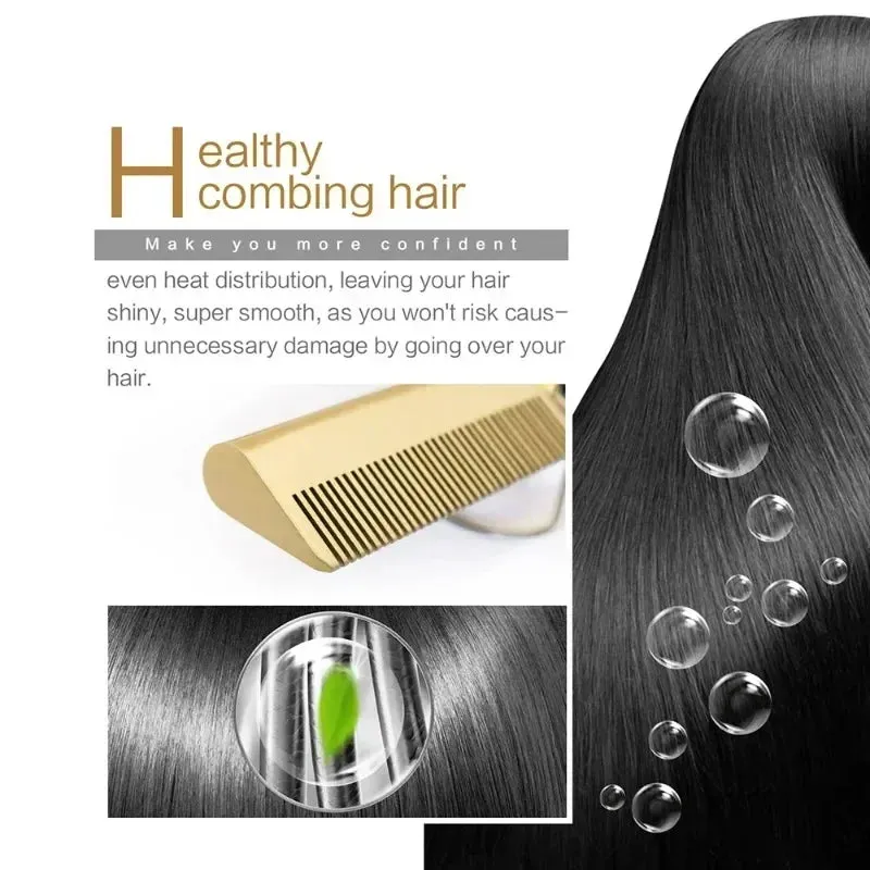 2 in 1 Electric Hot Heating Comb Hair Straightener Curler Wet Dry Hair Iron Straightening Brush Hair Styling Tool