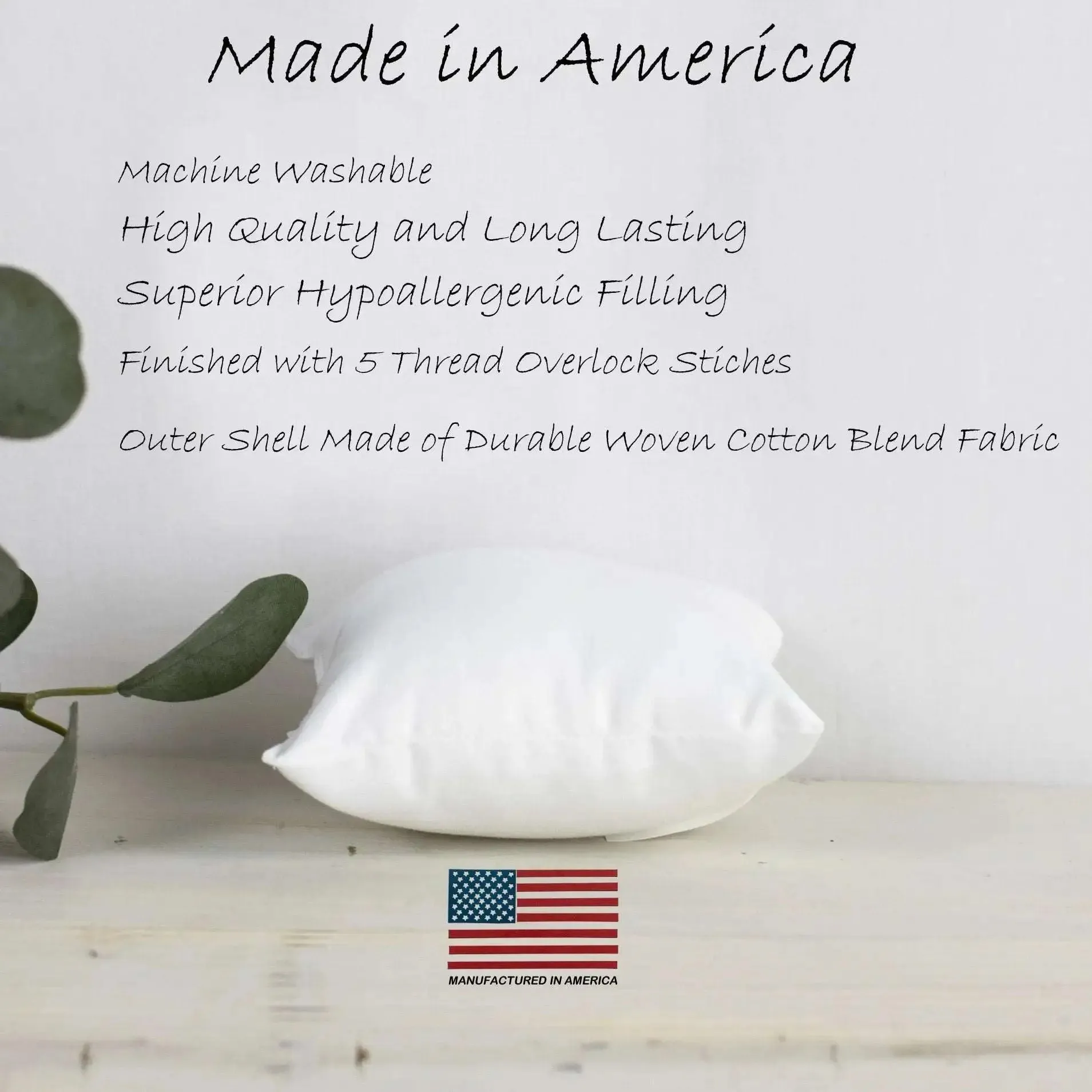 20x20 | Indoor Outdoor Hypoallergenic Polyester Pillow Insert | Quality Insert | Pillow Inners | Throw Pillow Insert | Square Pillow Inserts