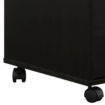 25 Inch 2 Drawer Wood File Cabinet, Printer Stand with Open Cubby , Rolling Caster Wheels, Dark Brown