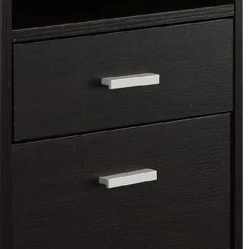 25 Inch 2 Drawer Wood File Cabinet, Printer Stand with Open Cubby , Rolling Caster Wheels, Dark Brown