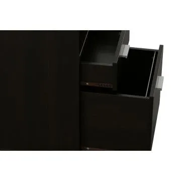 25 Inch 2 Drawer Wood File Cabinet, Printer Stand with Open Cubby , Rolling Caster Wheels, Dark Brown