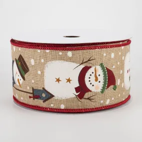 2.5" Rustic Snowmen Ribbon: Light Beige (10 Yards)