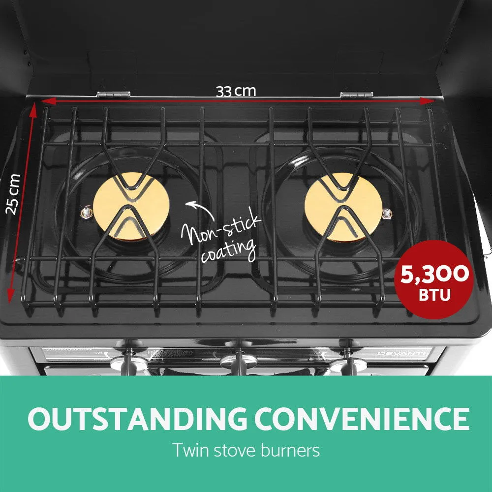 3 Burner Portable Oven - Silver & Black