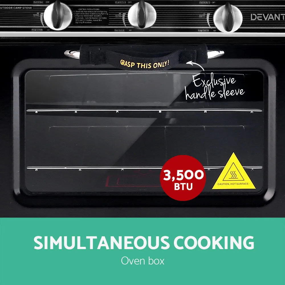 3 Burner Portable Oven - Silver & Black