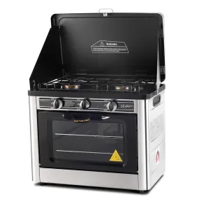 3 Burner Portable Oven - Silver & Black