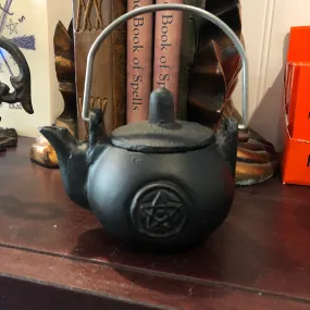 3” Cast Iron Pentagram Kettle Cauldron with Lid