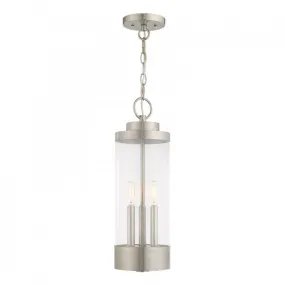 3 Lt Brushed Nickel Pendant Lantern