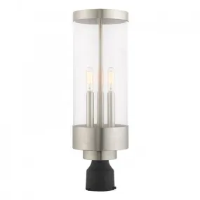 3 Lt Brushed Nickel Post Top Lantern