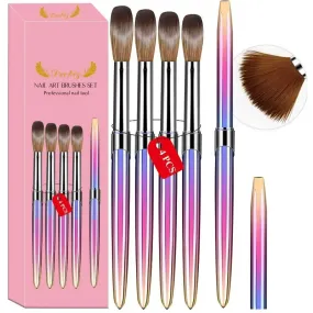 4pcs 100% Genuine Kolinsky Acrylic Nail Brush Set