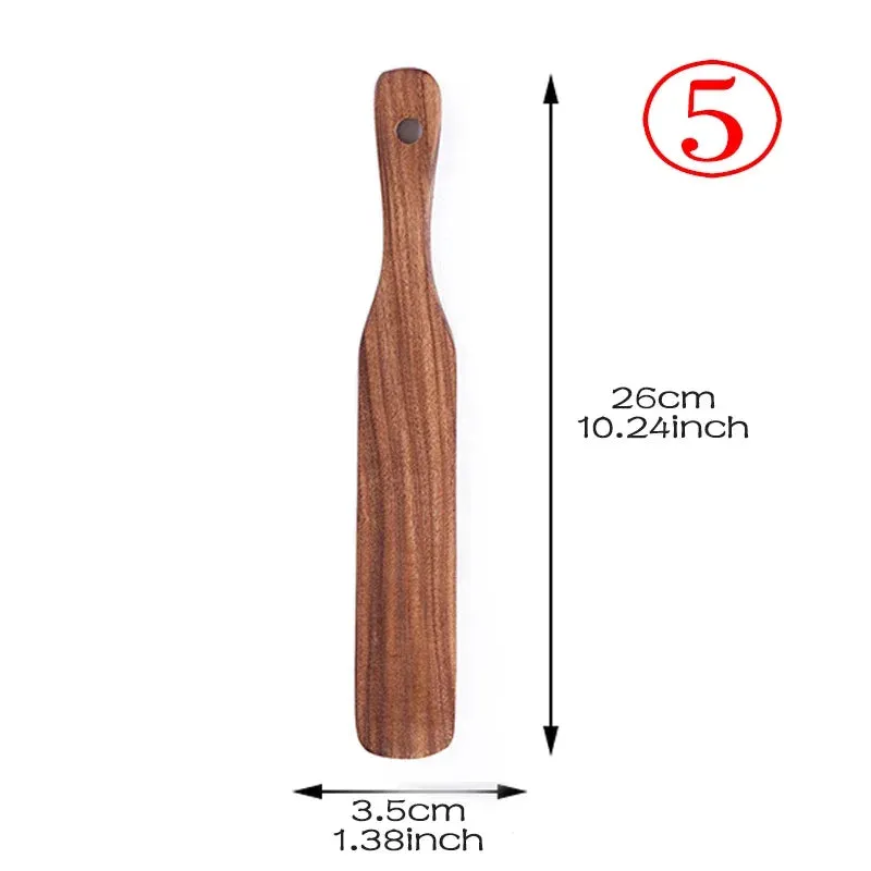 7-Piece Teak Natural Wood Tableware Set | Cooking Spoons & Kitchen Tool Kit