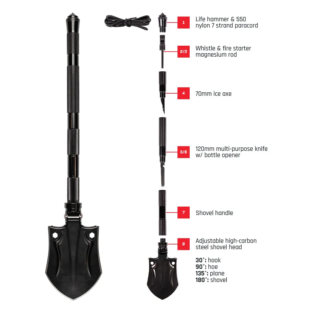 8-in-1 Survival Shovel Kit