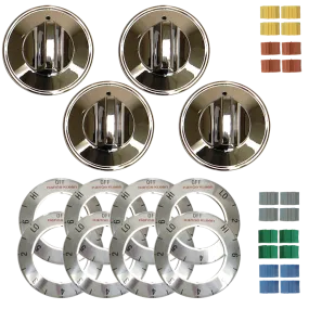 8124 Universal 4 Pack Chrome Replacement Knob Kit Electric Stove