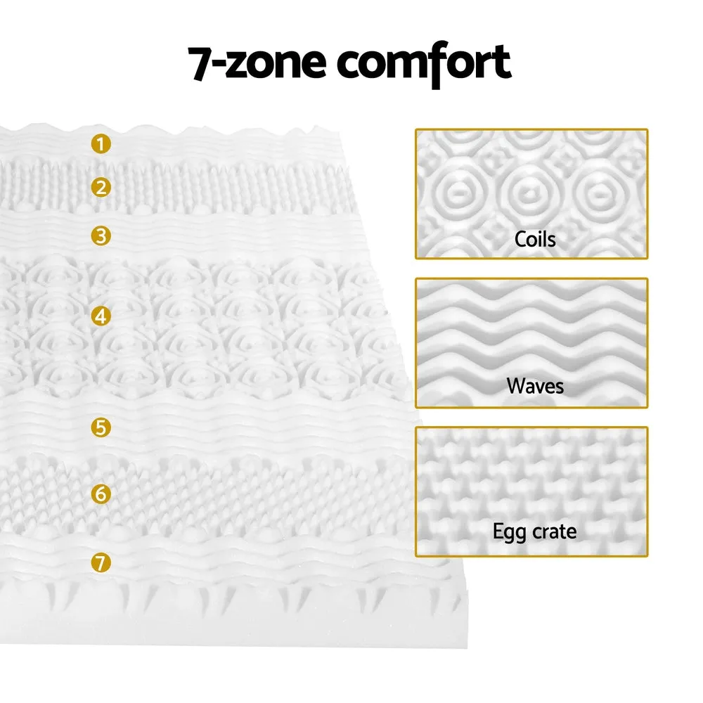 8cm 7-Zone Memory Foam Mattress Topper King White, Giselle Bedding