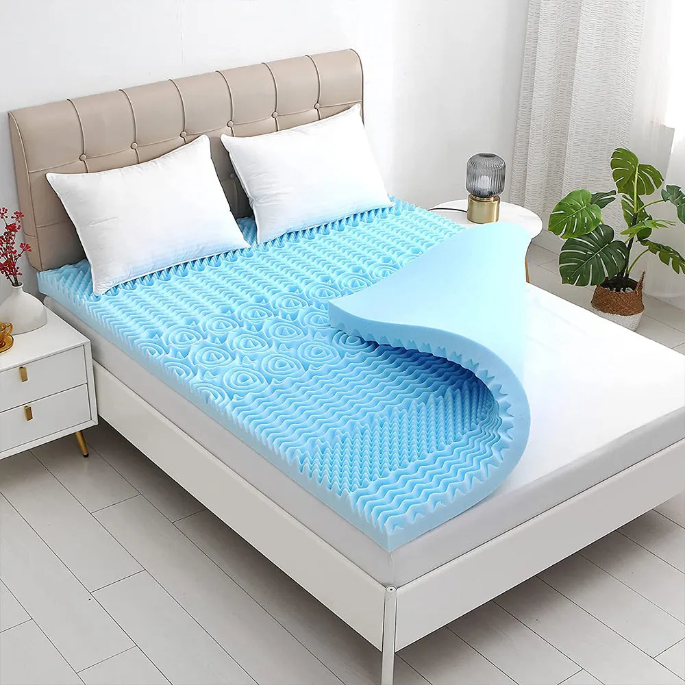 8cm Gel Memory Foam Mattress Topper, 7-Zone, Cooling - 90x190cm