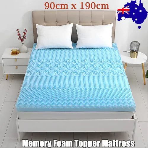 8cm Gel Memory Foam Mattress Topper, 7-Zone, Cooling - 90x190cm