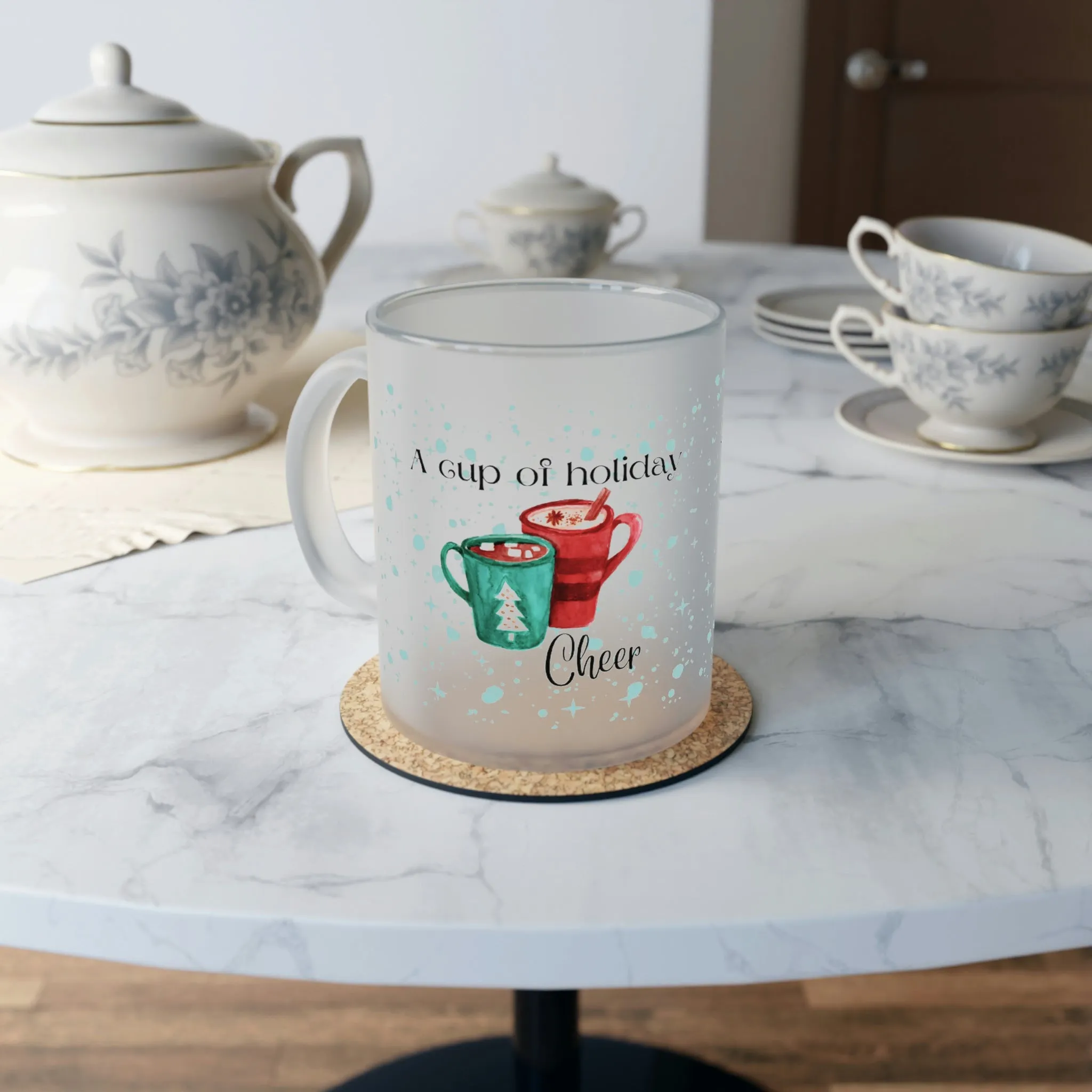 a cup of holiday cheer Frosted Glass Mug