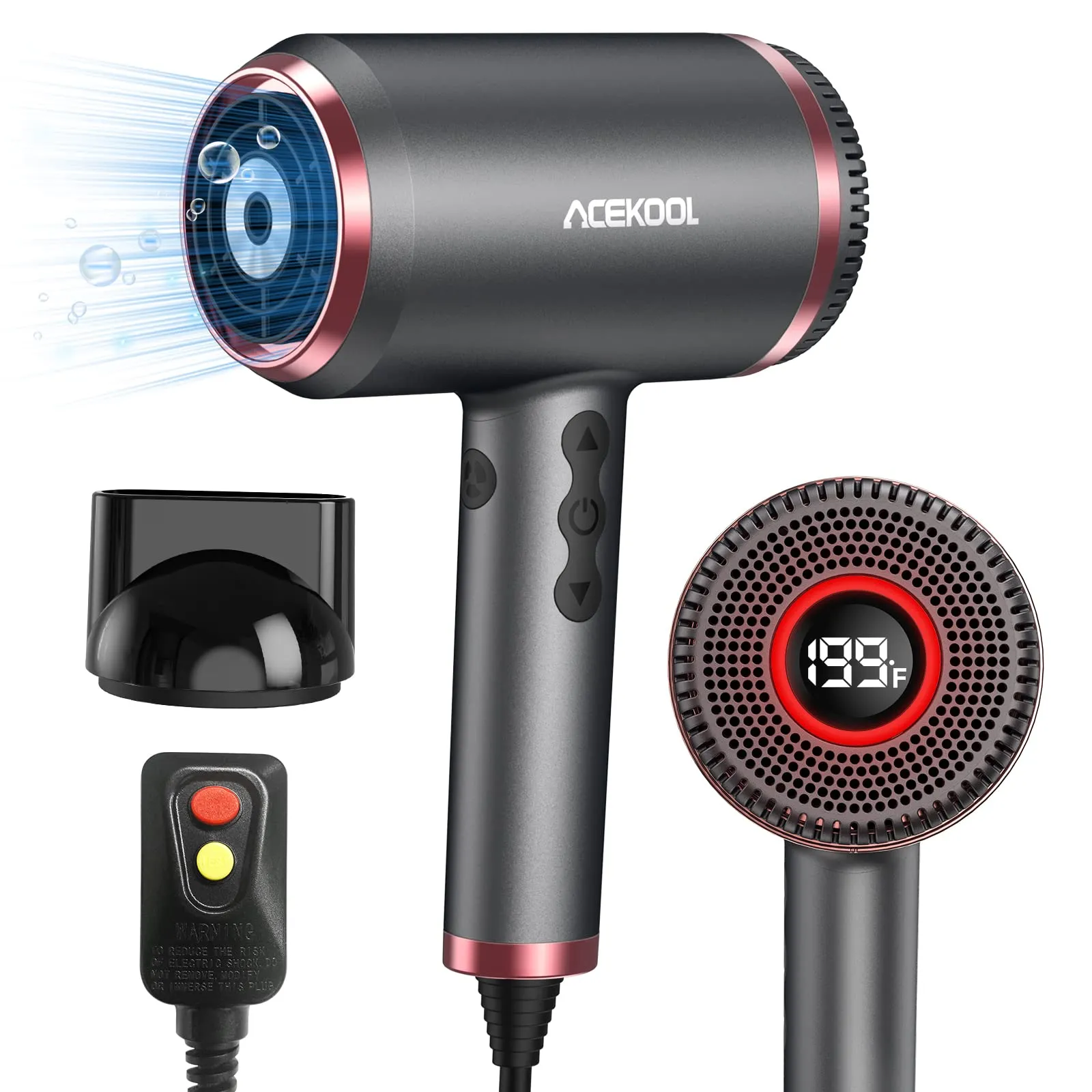 ACEKOOL Ionic Hair Dryer HB1 Blow Dryer with LED Display UK Plug