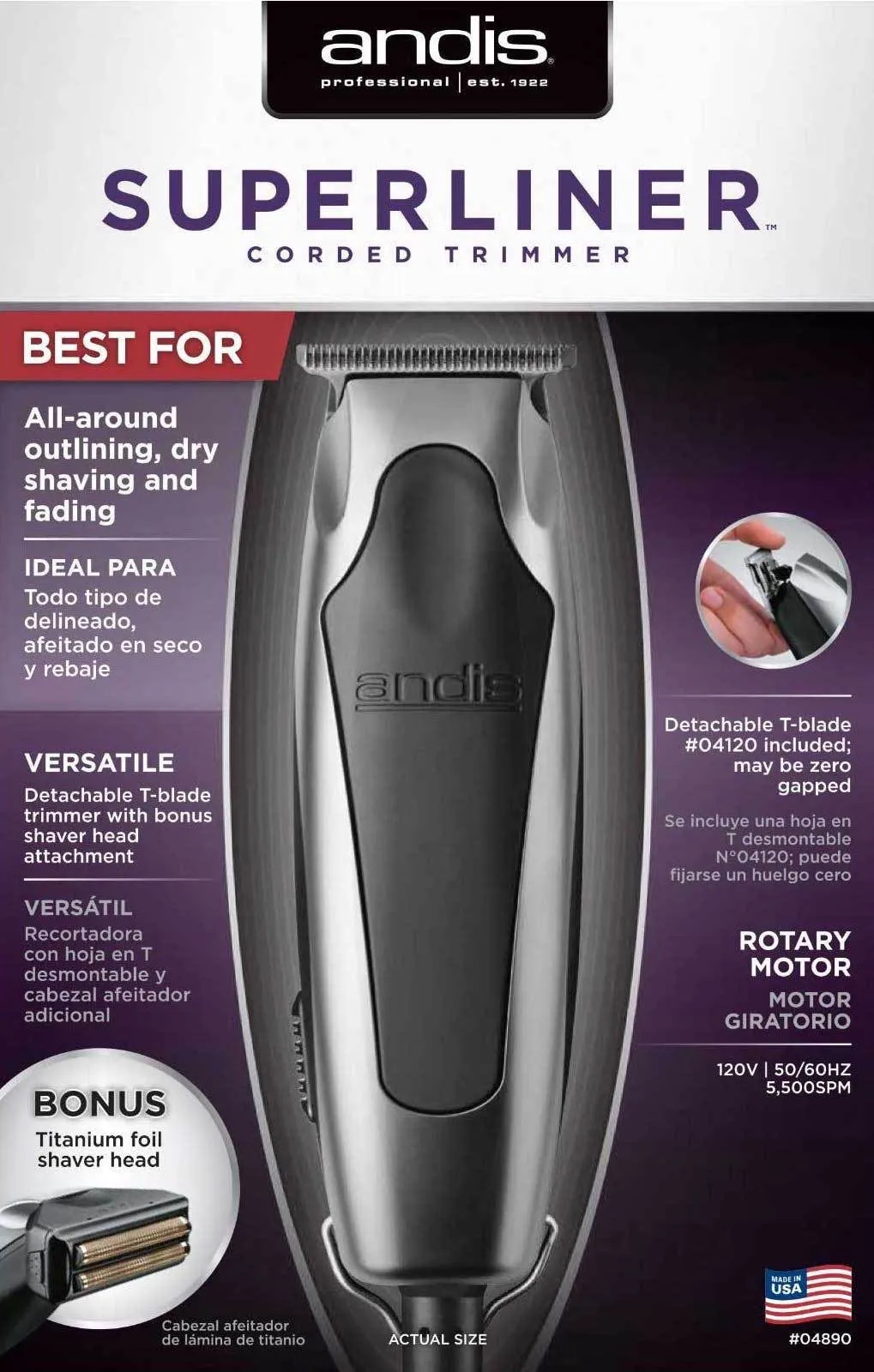 Andis Superliner Trimmer With Shaver Head Attachment