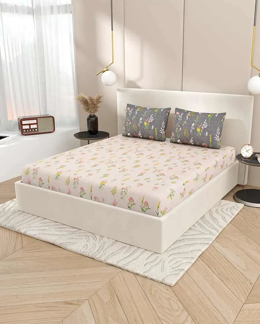 Anemone Floral Polycotton Flat Bedding Set | King Size | 108 x 108 inches