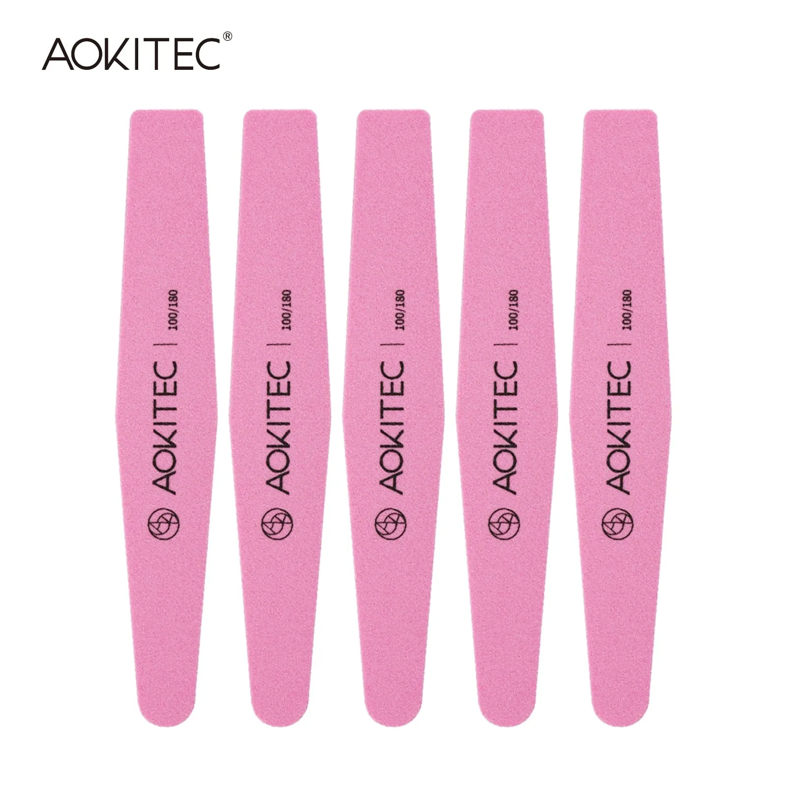 Aokitec Nail File - 10pcs Double-Sided 100/180 Buffer