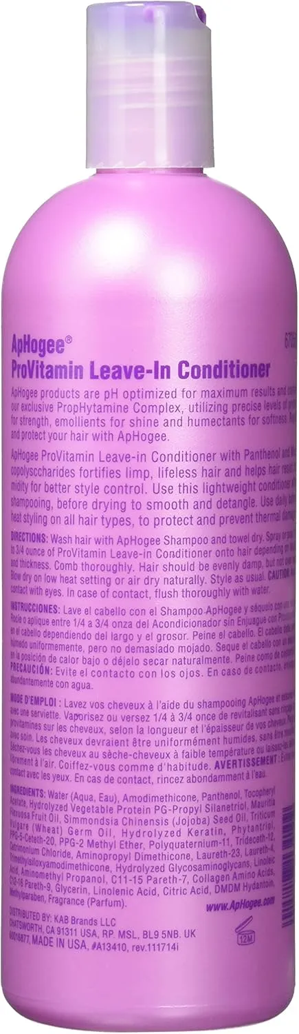 Aphogee Provitamin Leave In Conditioner Smoothes & Detangles 237ml / 473ml