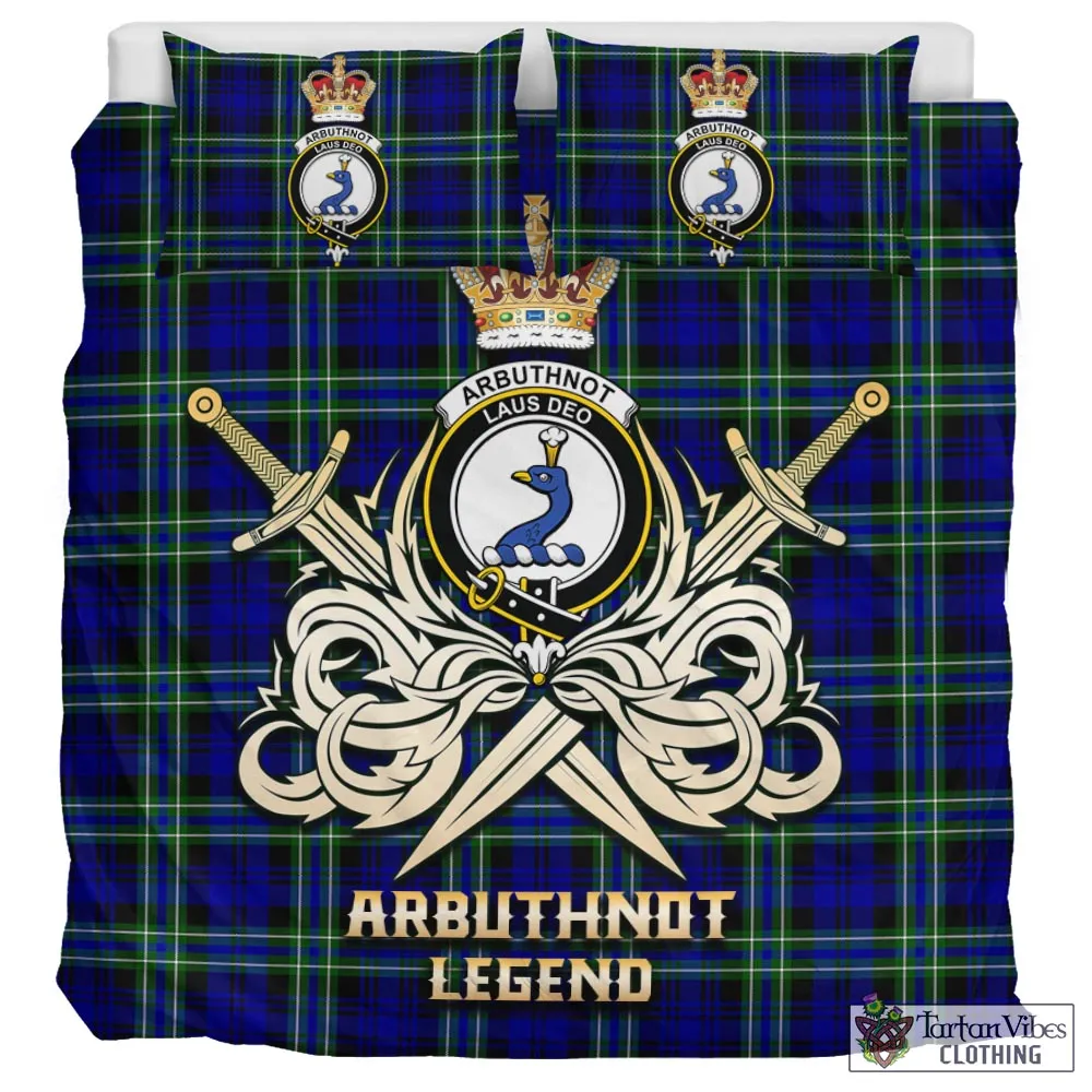 Arbuthnot Modern Tartan Bedding Set with Clan Crest and the Golden Sword of Courageous Legacy