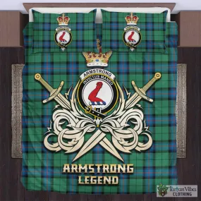 Armstrong Ancient Tartan Bedding Set with Clan Crest and the Golden Sword of Courageous Legacy