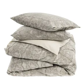 Astrid Block Print King Duvet Set - Grey