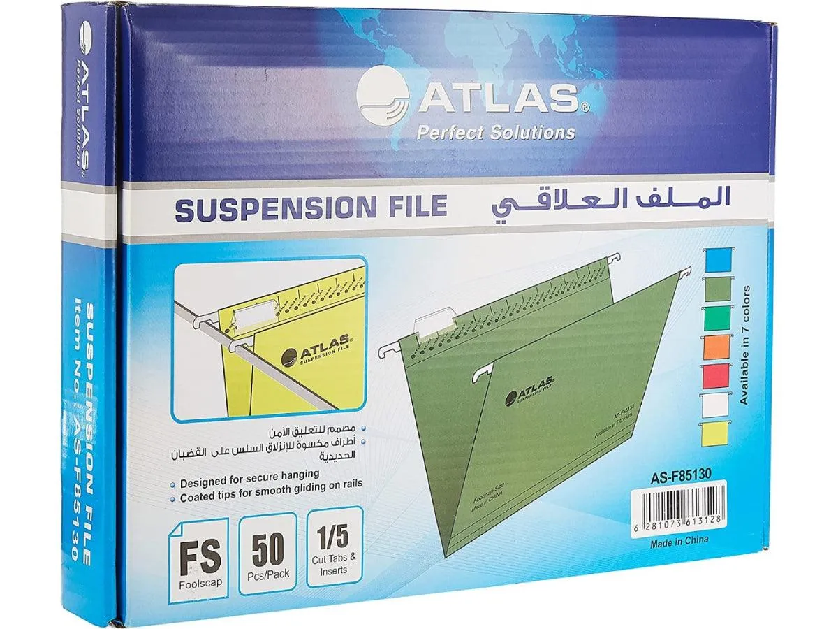 Atlas Suspension/Hanging Files, FS Size, 50/box, Blue