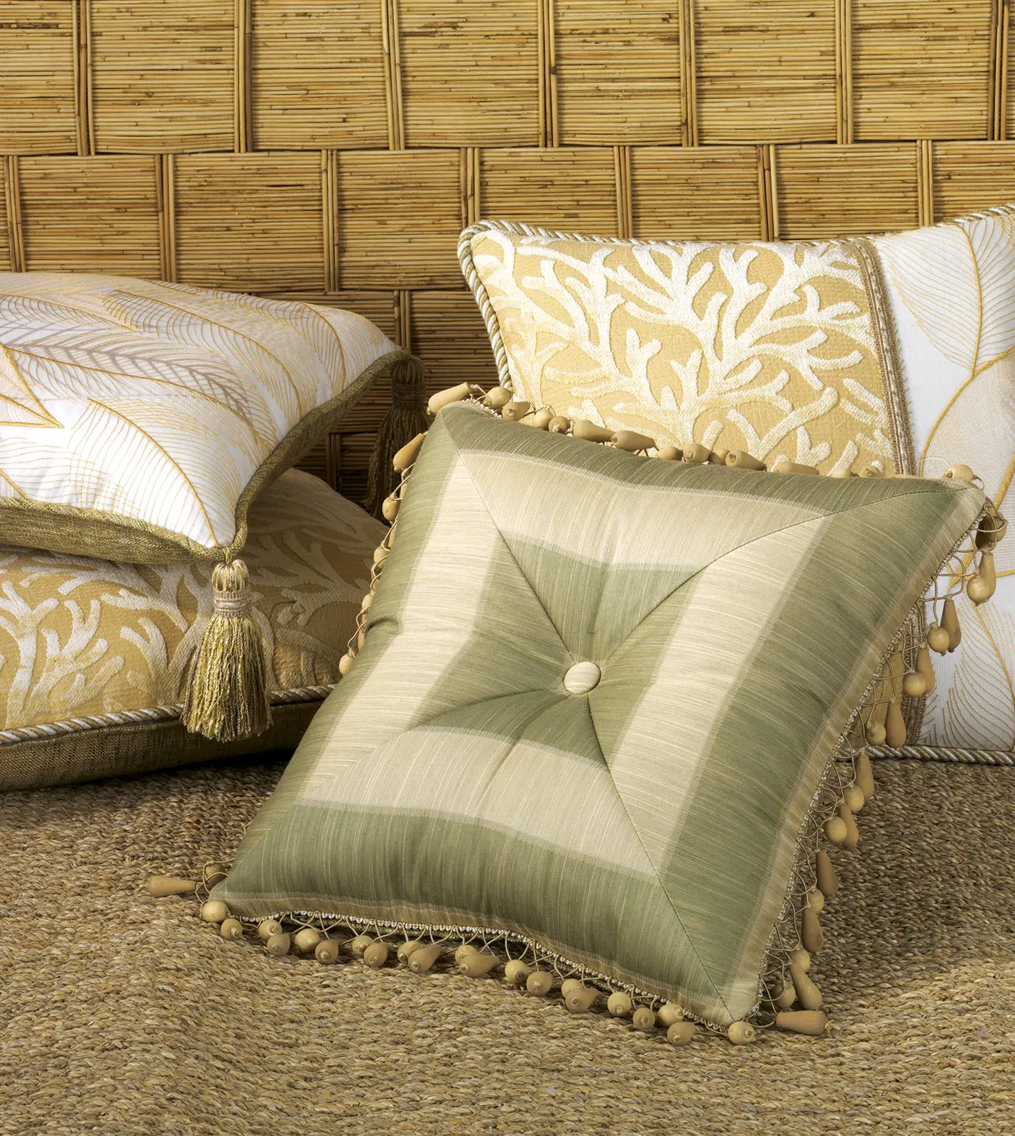 Augustus Gold Coast Button-Tufted Throw Pillow Cover 16x16