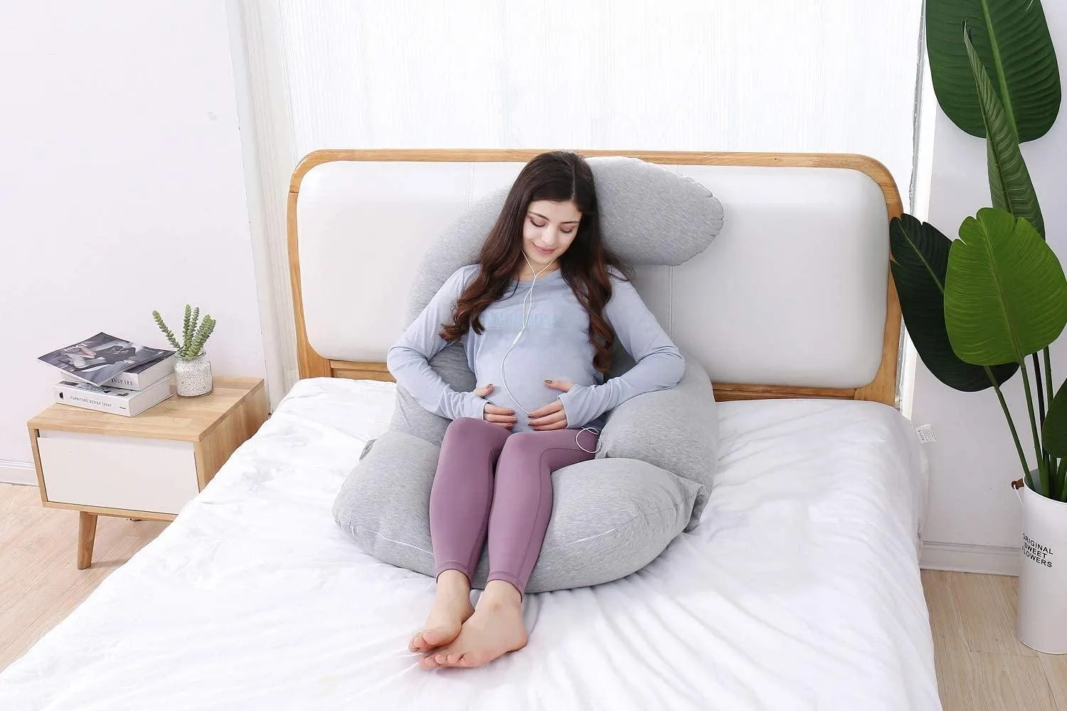 AWESLING 60 Inch Detachable Pregnancy Body Pillow with Jersey Cover (Grey)