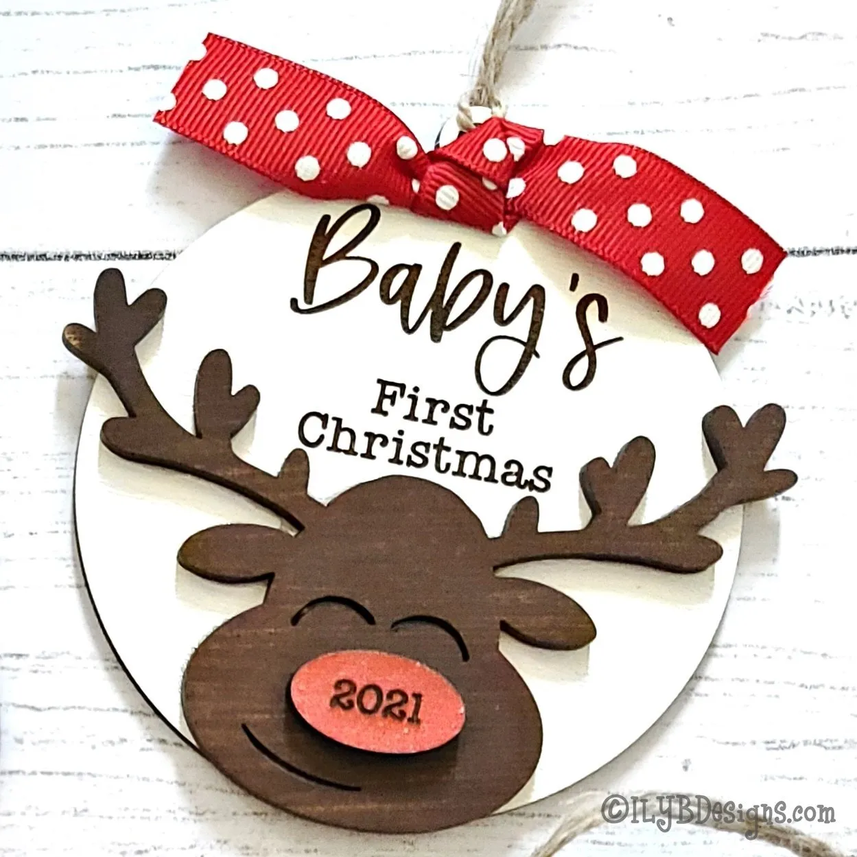 Baby's First Christmas Reindeer Ornament | Laser Cut SVG File