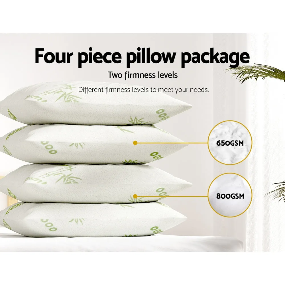 Bamboo Fabric 4-Pack Pillows for Side & Back Sleepers - Giselle Bedding