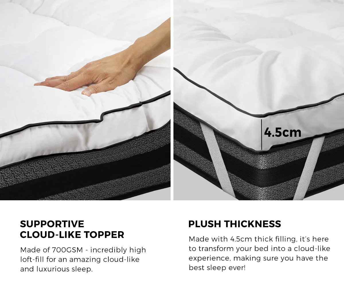 Bedra Pillowtop Mattress Topper Pad Microfibre Luxury Protector Cover King