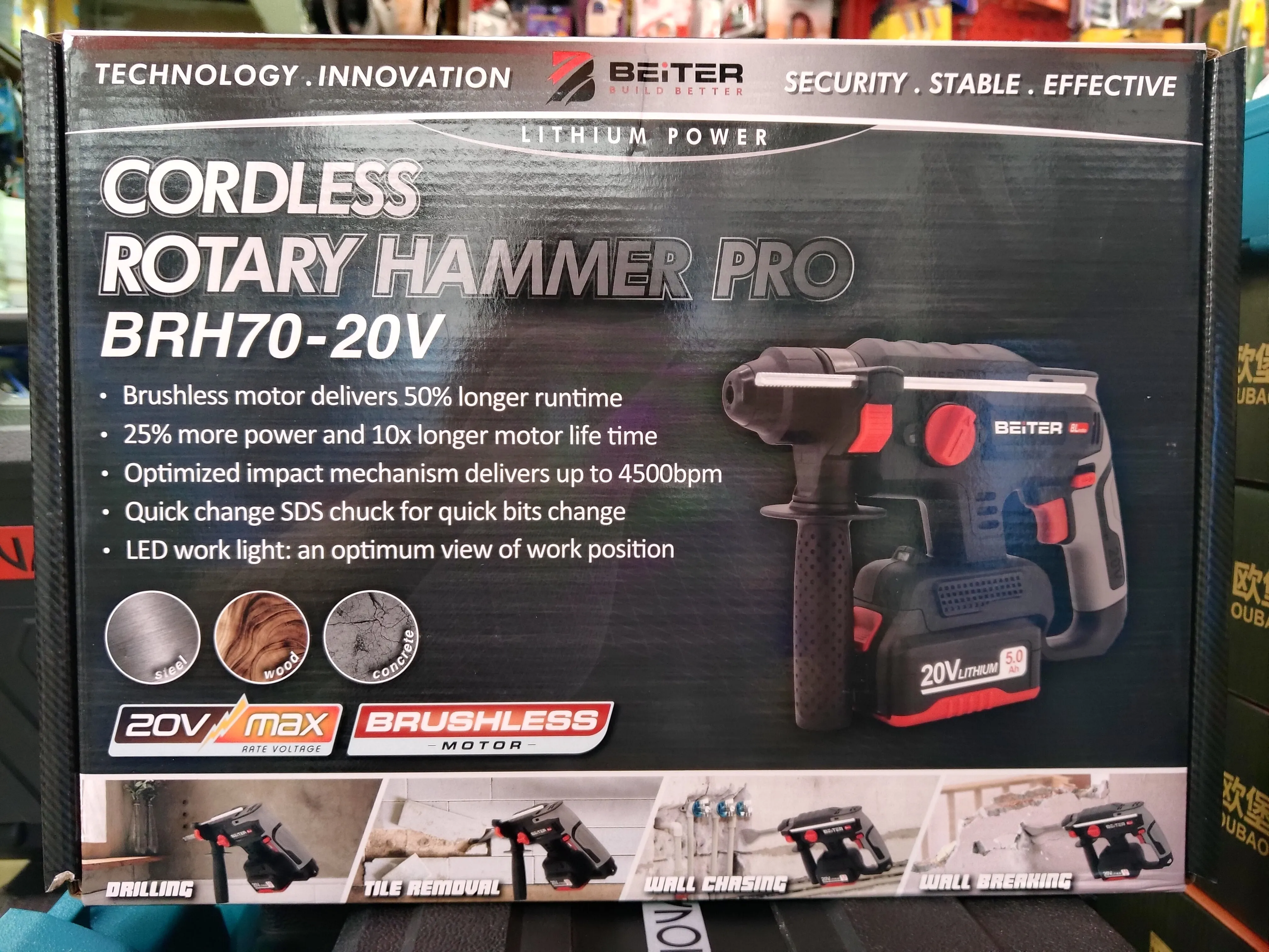 BEITER 20V Brushless Cordless Rotary Hammer Drill | Model: BRH70-20V