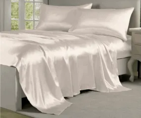 Bella & Whistles Satin Charmeuse Sheet Set Ivory - Queen